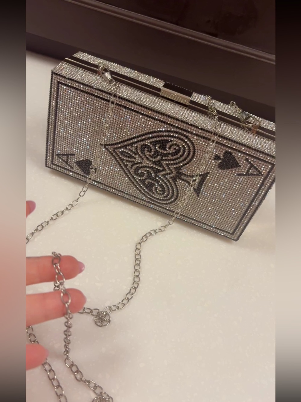 Ace of Spades Rhinestone Clutch